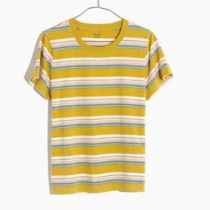 Madewell Gold Stripe Short Sleeve TShirt Tee Small